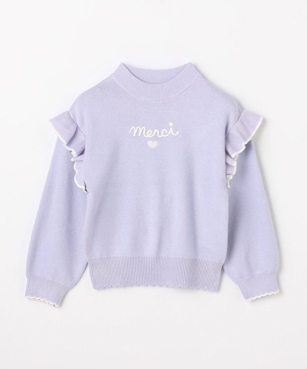 ANY KIDS 肩フリル しあわせタッチニット サックスブルー