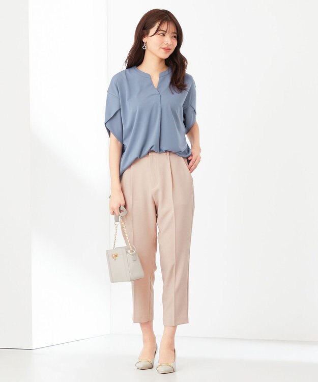 ANY SIS 【セットアップ可】リネンライクポリエステル パンツ ライトベージュ