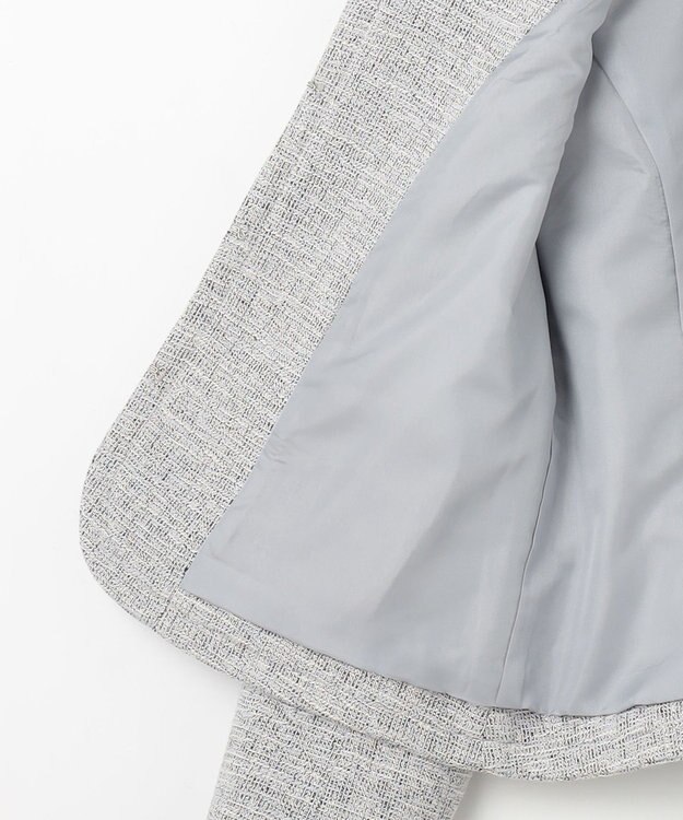 ANY SIS L 【洗える】ライトストレッチ ツイード ジャケット グレーシャンブレー