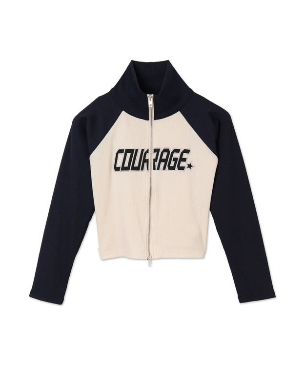 WEGO ダブルジップワッペンロゴラグランロンT ネイビー