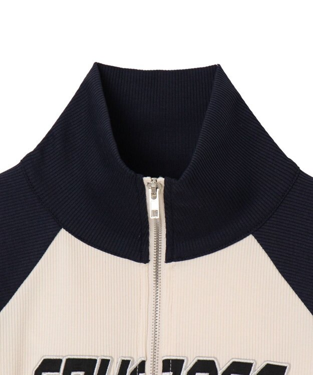 WEGO ダブルジップワッペンロゴラグランロンT ネイビー