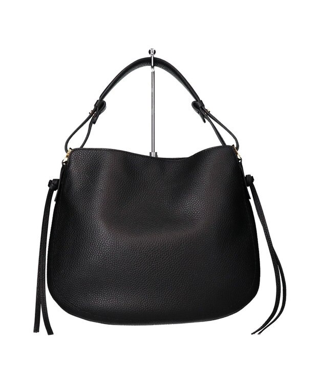 INTER-CHAUSSURES 【LORISTELLA】シュリンクレザーハンドバッグ ブラック