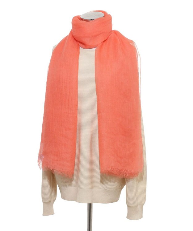 MOONBAT FURLA (フルラ) 無地ストール 麻 カシミヤ  180cm×85cm  手洗い可能 オレンジ
