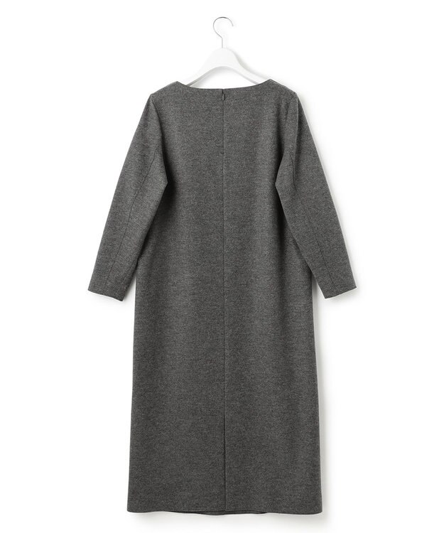 23区 【CLASSY.1月号掲載】ウール圧縮スムース  サック ワンピース チャコールグレー