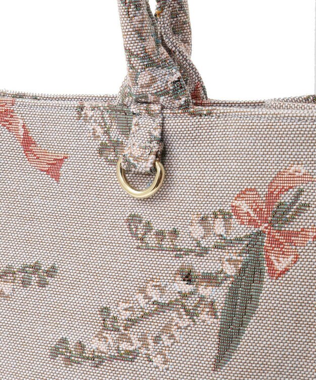 Maison de FLEUR すずらん柄ゴブランスクエアトートバッグ Gray