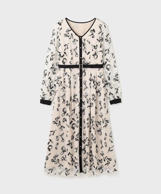 GRACE CONTINENTAL コスメフロッキープリントワンピース キナリ