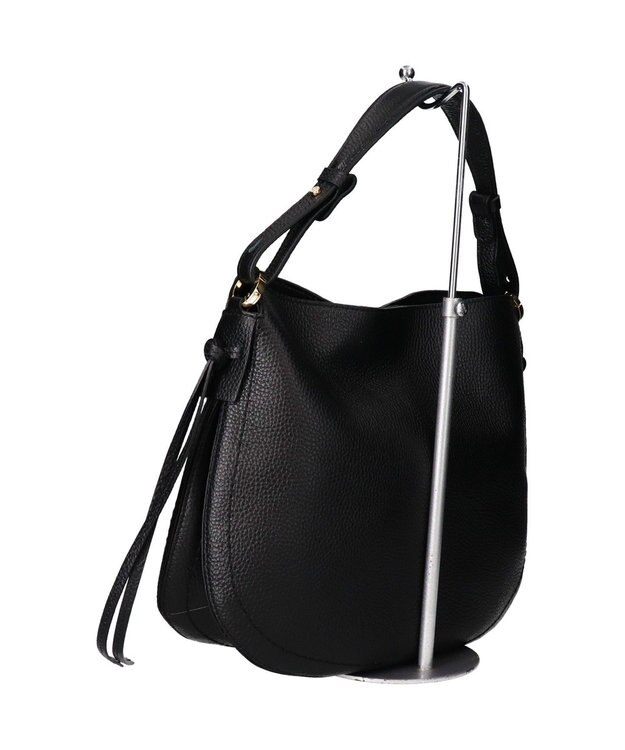 INTER-CHAUSSURES 【LORISTELLA】シュリンクレザーハンドバッグ ブラック