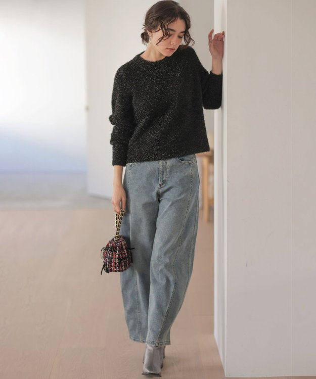 組曲 ラメシャギーニット ブラック系