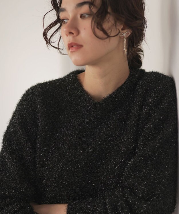 組曲 ラメシャギーニット ブラック系