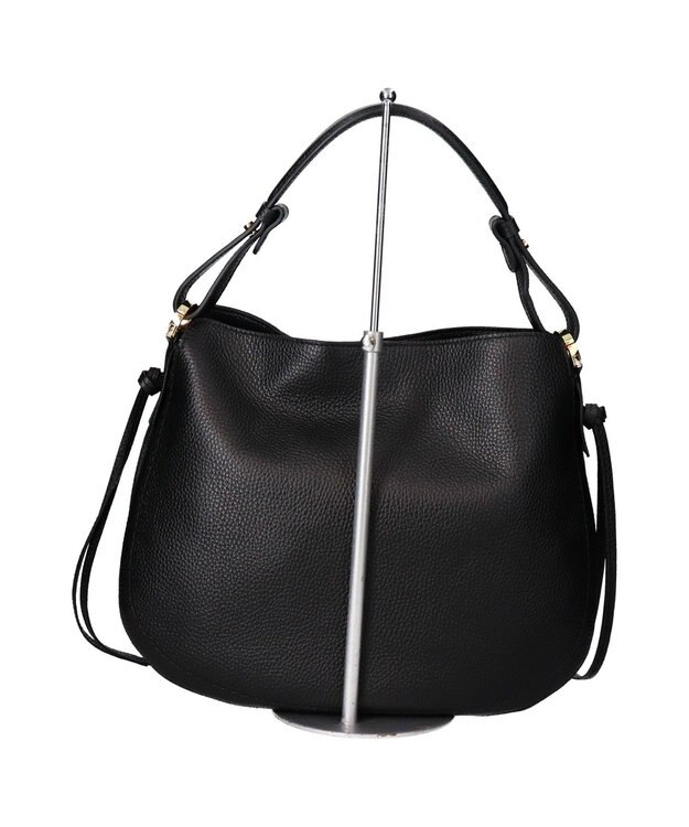 INTER-CHAUSSURES 【LORISTELLA】シュリンクレザーハンドバッグ ブラック