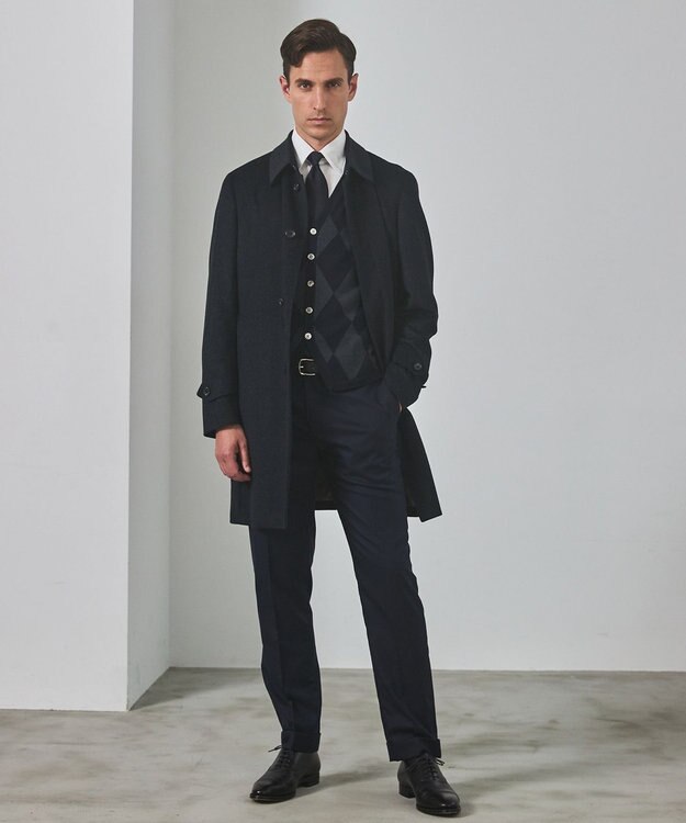 GOTAIRIKU ライトウェイトアンゴラ ステンカラーコート ダルブルー系