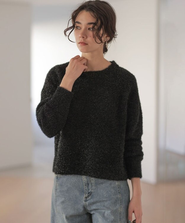 組曲 ラメシャギーニット ブラック系