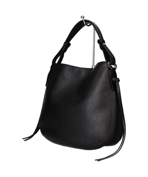 INTER-CHAUSSURES 【LORISTELLA】シュリンクレザーハンドバッグ ブラック