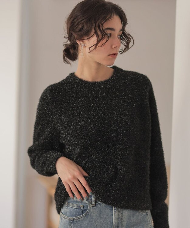 組曲 ラメシャギーニット ブラック系