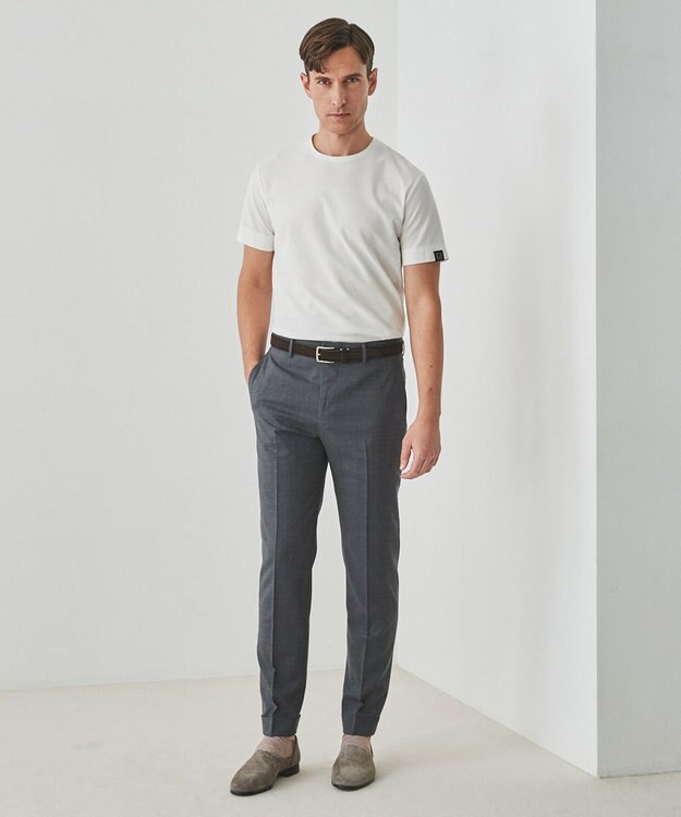 GOTAIRIKU ロングセラー【洗える/折り目加工/シワになりにくい/ウエストアジャスター】ウォッシャブル サマーウール100％パンツ_定番色(ノータック)25年モデル ライトグレー系