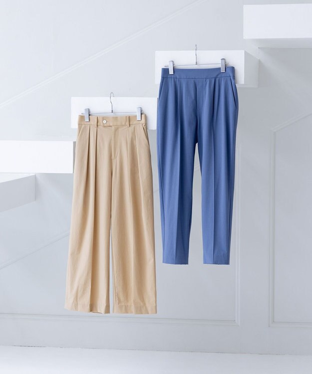 組曲 スーパーライトストレッチテーパード パンツ スモーキーブルー系