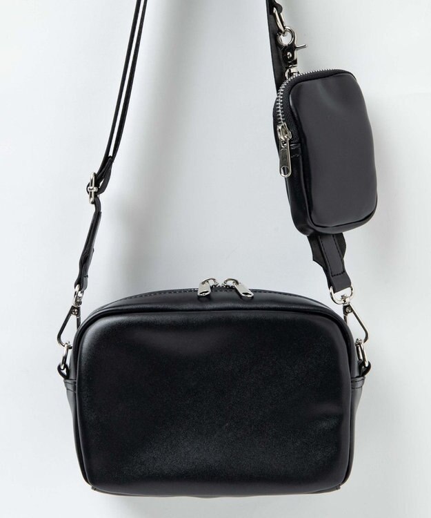 WEGO ポーチ付きスクエアショルダー ブラック