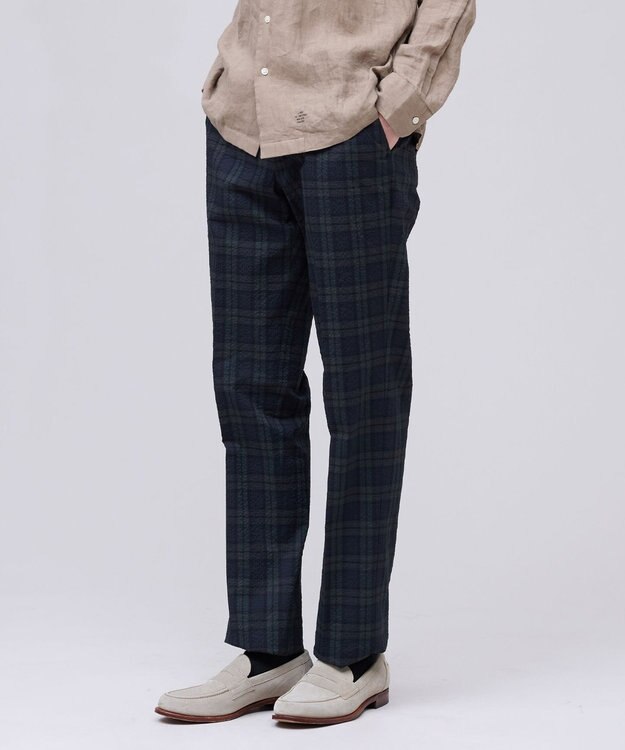 J.PRESS MEN クールマックスサッカー ステムテーパードパンツ ネイビー系3