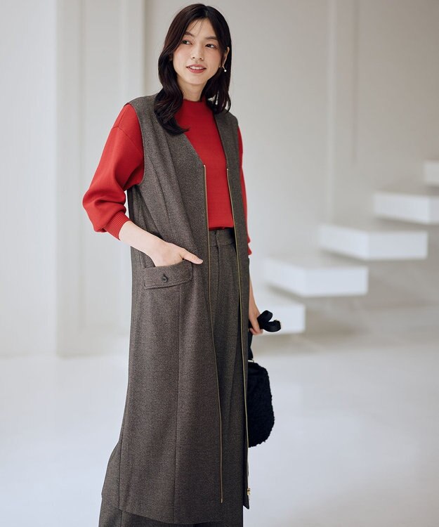 ANY 【2WAY/セットアップ可】ライトツイードジャンパースカート ブラウン