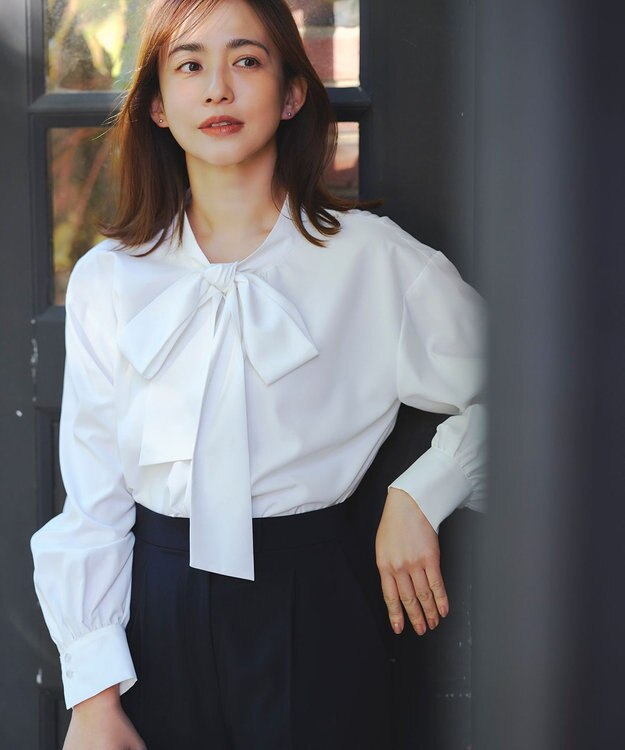 ANY SIS L 【2WAY】リボンギャザー ブラウス ホワイト系