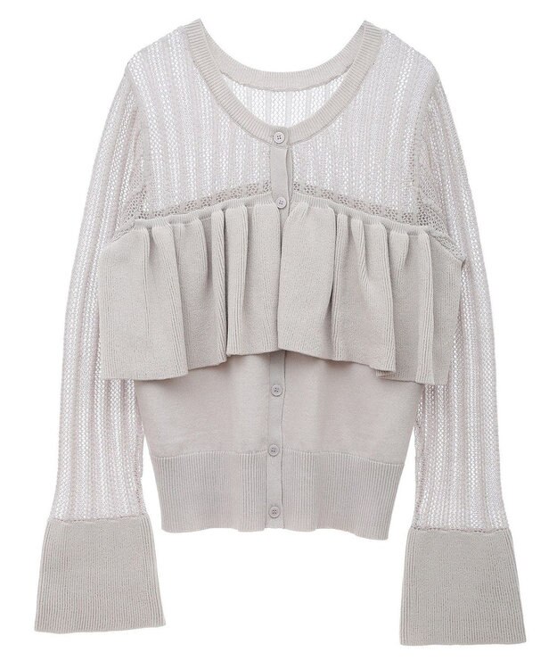 Green Parks ２ＷＡＹ　ラッフル切替ニットトップス Gray