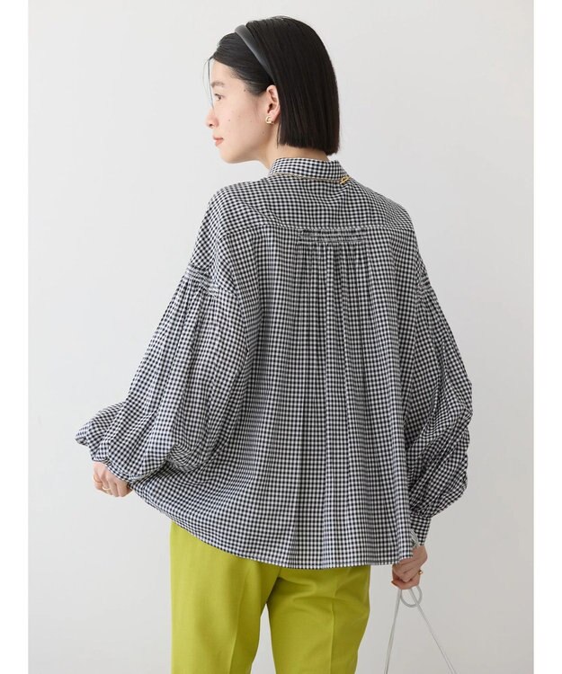 AMERICAN HOLIC ＵＶカット／接触冷感ギャザースリーブブラウス　 Gingham Check