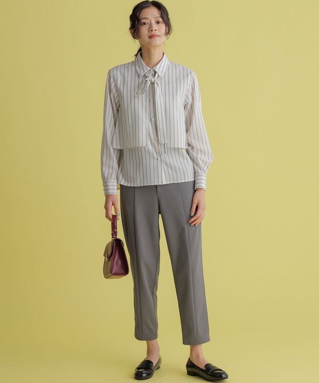 組曲 【WEB限定】ジョーゼットジャージーテーパード パンツ グレー系