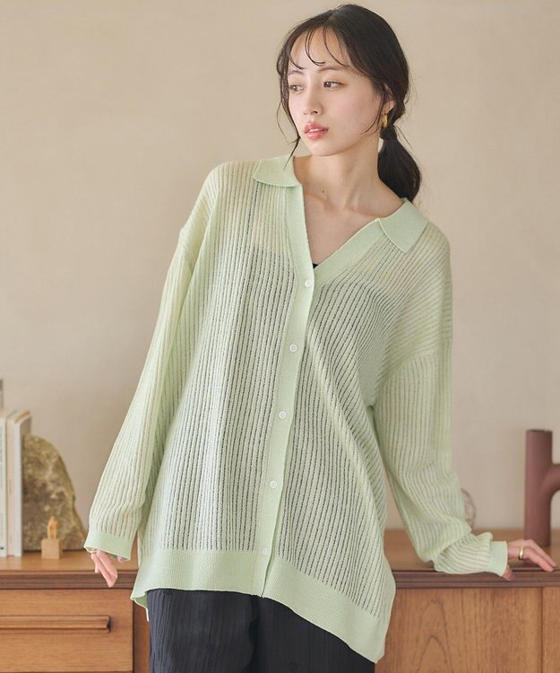earth music&ecology スキッパールーズカーディガン Light Green