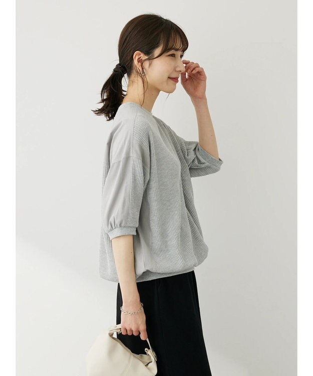 Green Parks ワッフル布帛ドッキングプルオーバー Gray Mixture