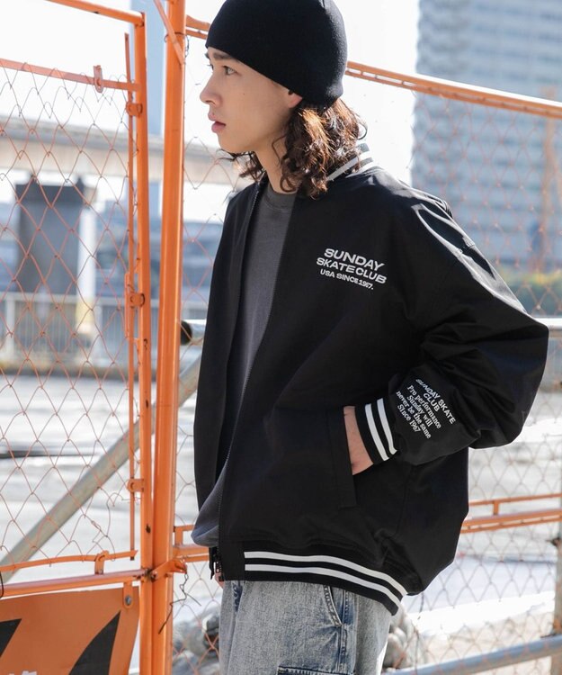 WEGO ZIPワッペンスタジャン ブラック