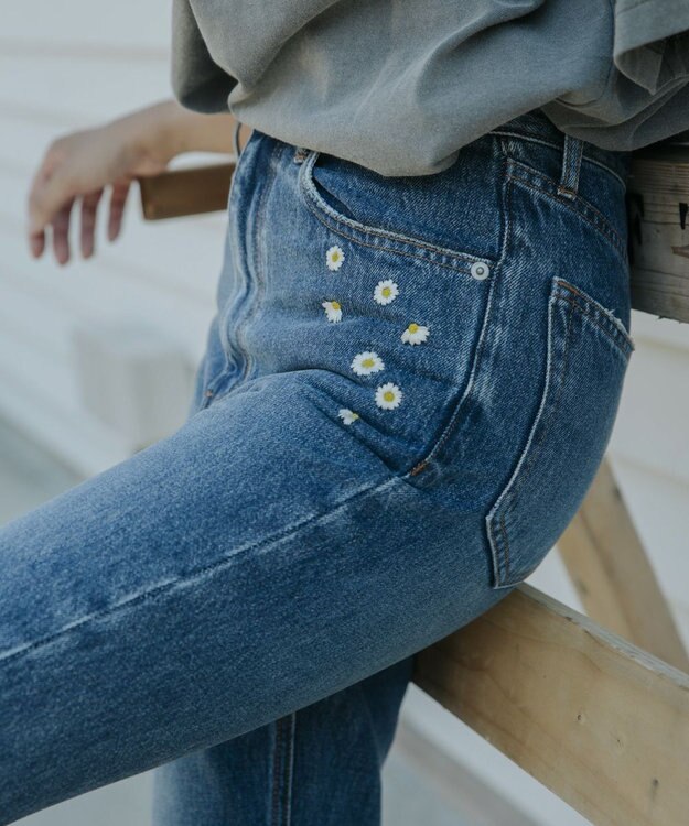 OP／FILA 【OP】刺繍付き美脚シルエットデニム ブルー