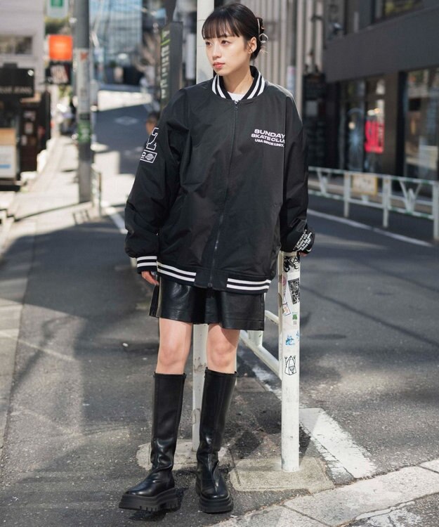 WEGO ZIPワッペンスタジャン ブラック