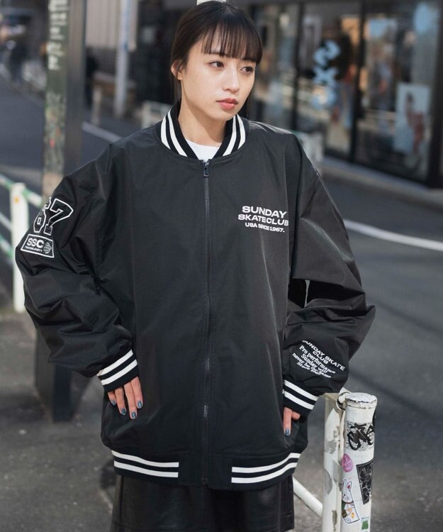 WEGO ZIPワッペンスタジャン ブラック