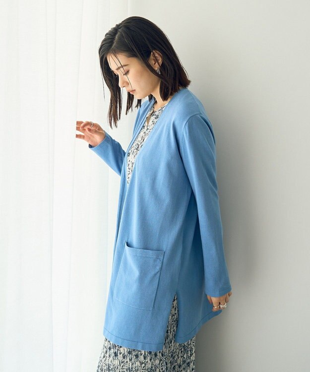 YECCA VECCA スリットミドル丈カーディガン Blue