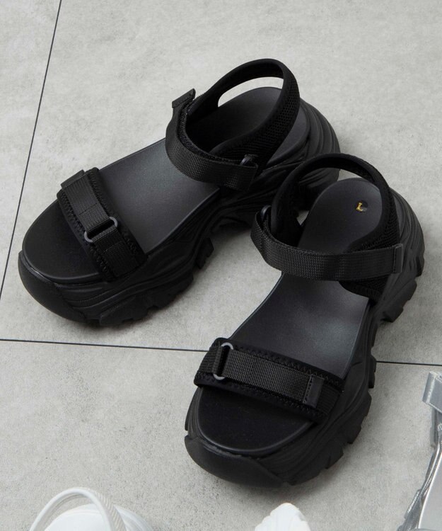 WEGO 【S～XLサイズ】厚底ダッドスポーツサンダル ブラック