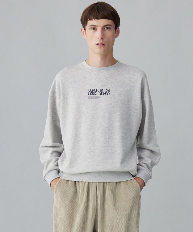 UNFILO MENS 【男女兼用】グラフィックプリント スウェットTEE [24年秋冬商品] グレー(センターロゴ)