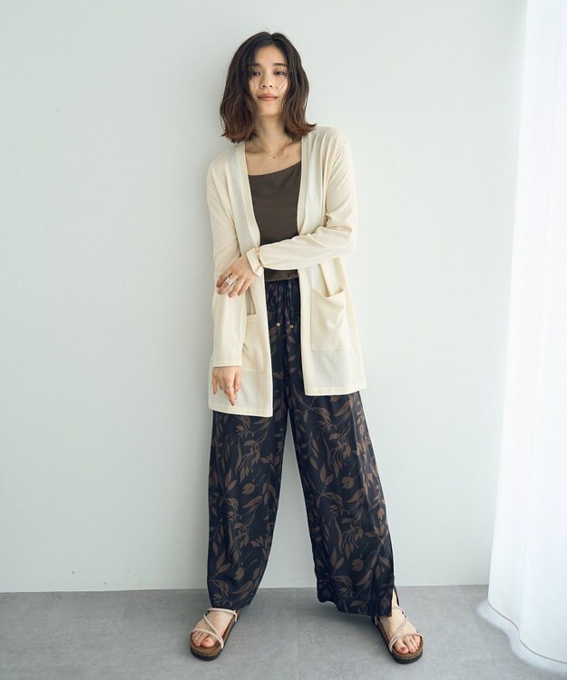 YECCA VECCA スリットミドル丈カーディガン Ivory