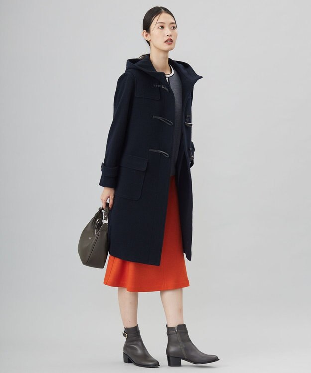 J.PRESS LADIES Jackal 140sソフトメルトン ダッフルコート ネイビー系