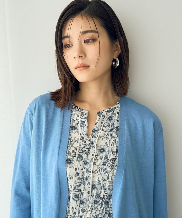 YECCA VECCA スリットミドル丈カーディガン Blue