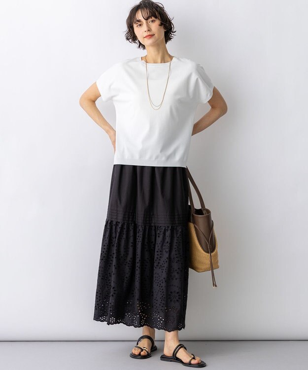 23区 【先行予約】レーヨンポリエステルストレッチ プルオーバー ニット ホワイト系