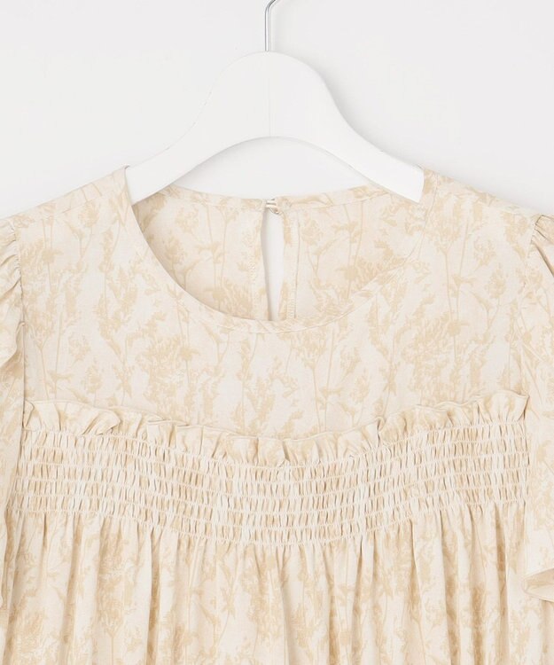 Feroux 【洗える】フラワープリントドロスト ワンピース ライトイエロー系3