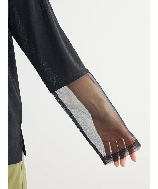 Green Parks 袖チュールドッキングプルオーバー Black