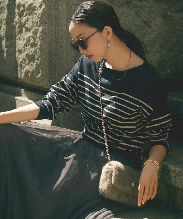 23区 フェイクファーチェーン ショルダー バッグ ブラウン系