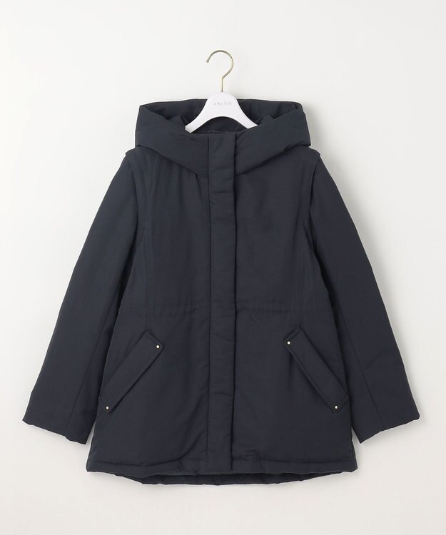 ANY SIS 【撥水・洗える】2WAYドロストフーディミドル ダウン ネイビー