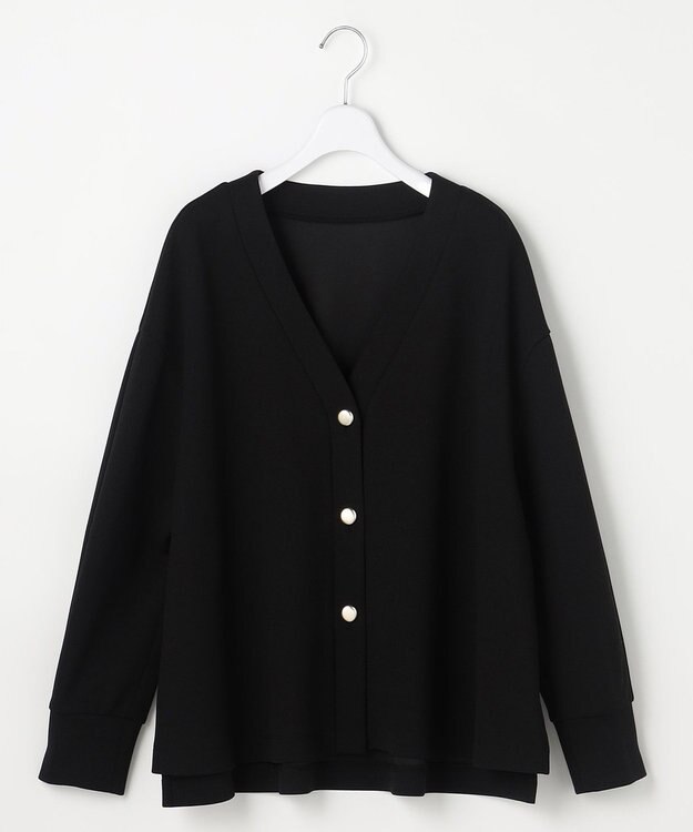 ANY SIS L カットジョーゼット カーディガン ブラック