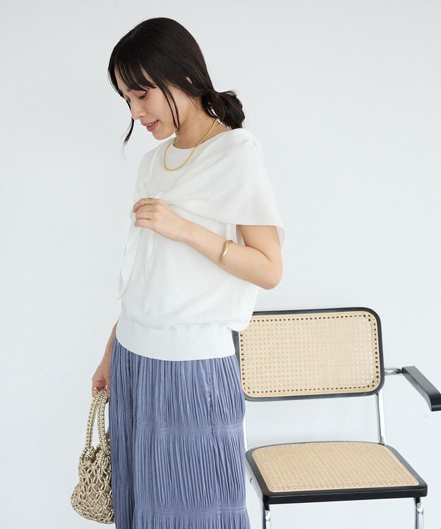 CRAFT STANDARD BOUTIQUE 【2点SET】ストール付きノースリーブニットプルオーバー Off White