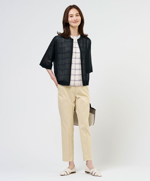 J.PRESS LADIES SHEER LIGHT KNIT ブルゾン ブラック系