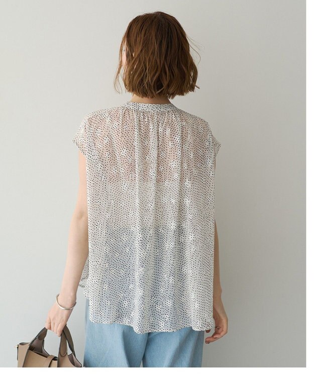 YECCA VECCA シアードット柄ブラウス Off White