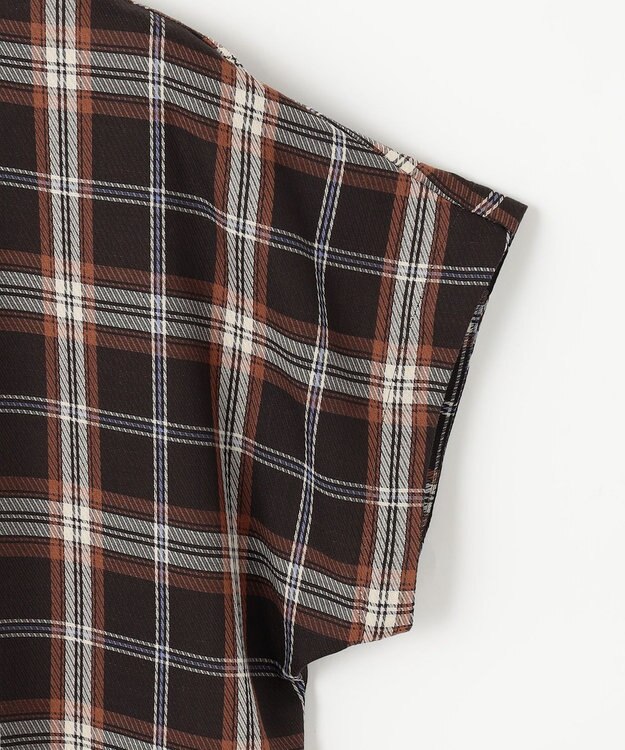 組曲 シアーツイルチェック フリルブラウス アプリコットブラウン系3