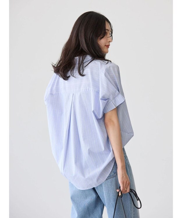 AMERICAN HOLIC ＵＶカット袖タックフレンチスリーブシャツ Stripe Navy